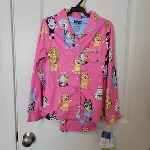 Girls Bluey Pink LS Pajama Set Size L (10/12) - New w/tags Pants Soft Comfy Warm